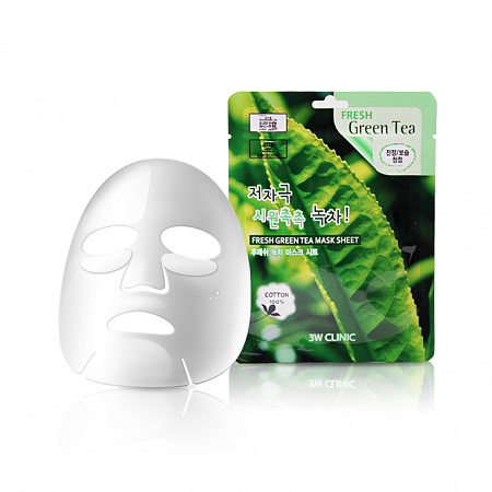 3W Clinic зеленый чай маска для лица