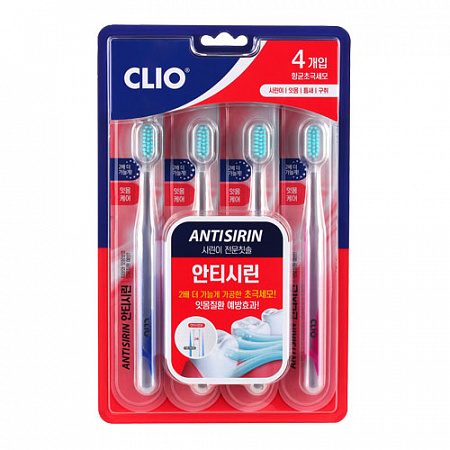 Clio антибактериальная зубная щетка 4шт